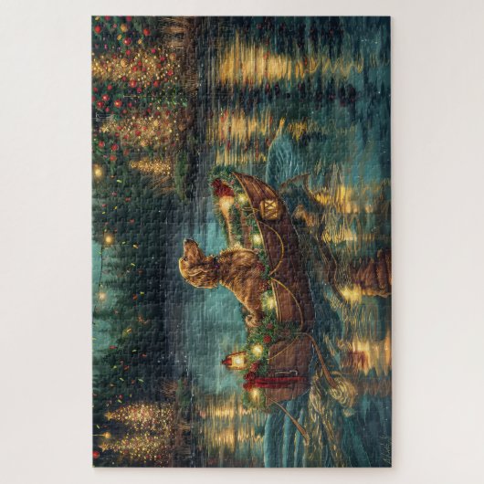 アフガンハウンドクリスマスフェスティバル航海 ジグソーパズル (縦)