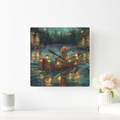 アフガンハウンドクリスマスフェスティバル航海 スクエア壁時計 (ホーム)