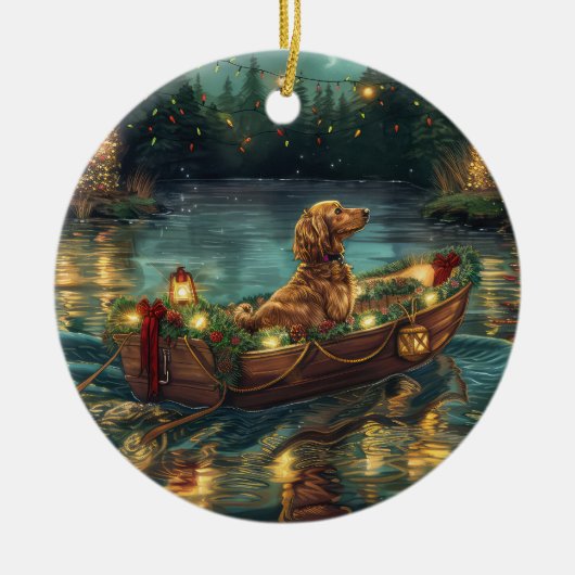 アフガンハウンドクリスマスフェスティバル航海 セラミックオーナメント (正面)