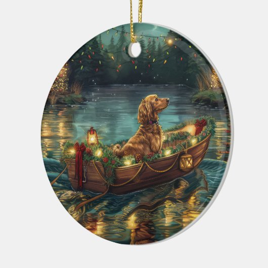 アフガンハウンドクリスマスフェスティバル航海 セラミックオーナメント (左)