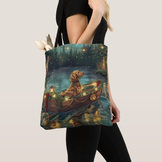 アフガンハウンドクリスマスフェスティバル航海 トートバッグ (クローズアップ)