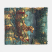 アフガンハウンドクリスマスフェスティバル航海 フリースブランケット (正面(横))