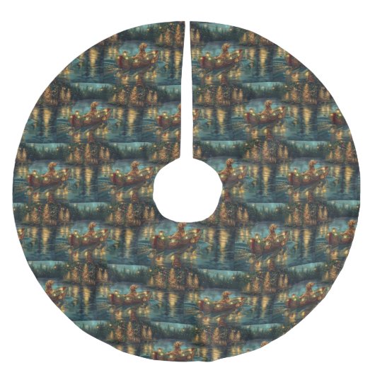 アフガンハウンドクリスマスフェスティバル航海 ブラッシュドポリエステルツリースカート (正面)