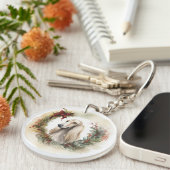 アフガンハウンドクリスマスリースフェスティバルカップ キーホルダー (正面右)