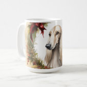 アフガンハウンドクリスマスリースフェスティバルカップ コーヒーマグカップ (正面左)