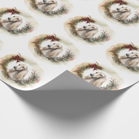 アフガンハウンドクリスマスリースフェスティバルカップ ラッピングペーパー (角)