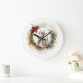 アフガンハウンドクリスマスリースフェスティバルカップ ラージ壁時計 (ホーム)