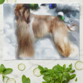 アフガンハウンドクリスマス キッチンタオル (折り畳み)