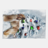 アフガンハウンドクリスマス キッチンタオル (横)