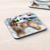 アフガンハウンドクリスマス コースター (左側)