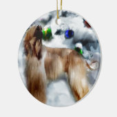 アフガンハウンドクリスマス セラミックオーナメント (左)
