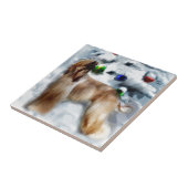 アフガンハウンドクリスマス タイル (側面)