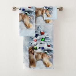 アフガンハウンドクリスマス バスタオルセット
