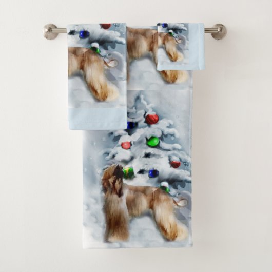 アフガンハウンドクリスマス バスタオルセット (インサイチュ)