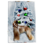 アフガンハウンドクリスマス ミディアムペーパーバッグ (正面)