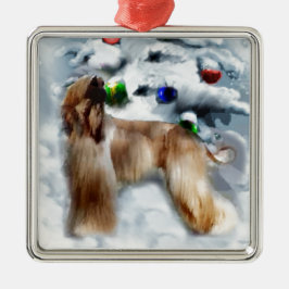アフガンハウンドクリスマス メタルオーナメント