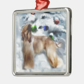 アフガンハウンドクリスマス メタルオーナメント (左)