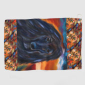 アフガンハウンドココペリア絵画ート ゴルフタオル (横)