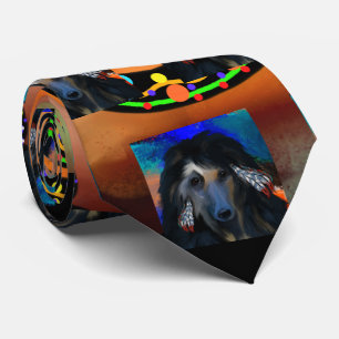 アフガンハウンドココペリア絵画ート ネクタイ
