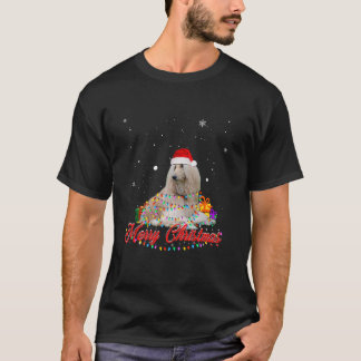アフガンハウンドサンタメリークリスマスツリーライツエクマ Tシャツ