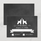 アフガンハウンドシルエット結婚式のRSVP応答 出欠カード (正面/裏面)