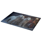 アフガンハウンドスノウイそりに乗るクリスマスデコール カッティングボード (角)