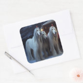 アフガンハウンドスノウイそりに乗るクリスマスデコール スクエアシール (封筒)