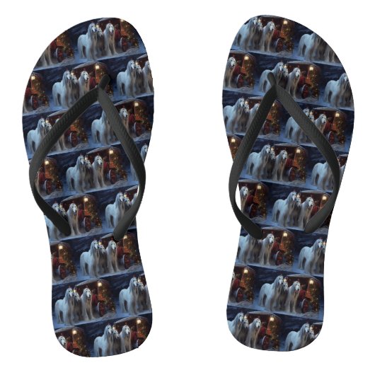 アフガンハウンドスノウイそりに乗るクリスマスデコール ビーチサンダル (ソール)