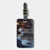 アフガンハウンドスノウイそりに乗るクリスマスデコール ラゲッジタグ (正面縦)