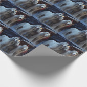 アフガンハウンドスノウイそりに乗るクリスマスデコール ラッピングペーパー (角)