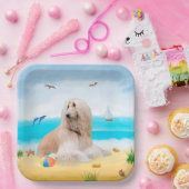 アフガンハウンドドグオンビーチ ペーパープレート (パーティー)