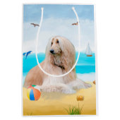 アフガンハウンドドグオンビーチ ミディアムペーパーバッグ (正面)