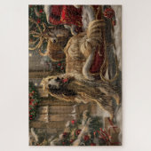 アフガンハウンドドッグクリスマスフェスティバル ジグソーパズル (縦)