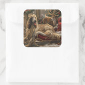 アフガンハウンドドッグクリスマスフェスティバル スクエアシール (バッグ)