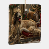 アフガンハウンドドッグクリスマスフェスティバル セラミックオーナメント (右)