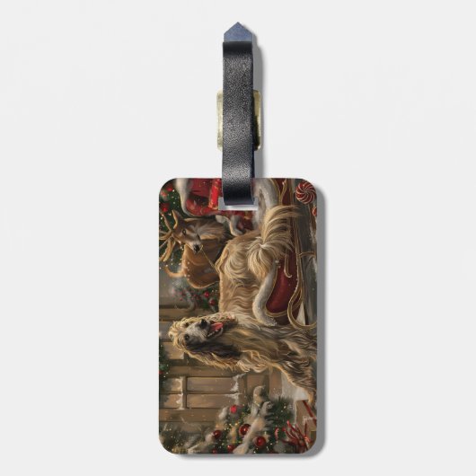 アフガンハウンドドッグクリスマスフェスティバル ラゲッジタグ (裏面縦)