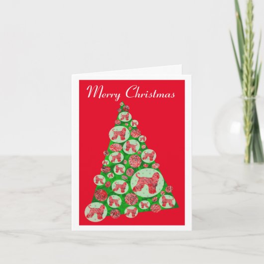 アフガンハウンドドッグシルエットクリスマスツリーレッド カード (正面)