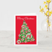 アフガンハウンドドッグシルエットクリスマスツリーレッド カード (黄色い花)