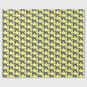 アフガンハウンドドッグシルエットグリッドイエロー ラッピングペーパー (フラット)