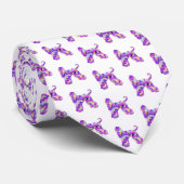 アフガンハウンドドッグシルエットパープルホワイト ネクタイ (ロール)