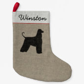 アフガンハウンドドッグシルエットホリデパーソナライズされたー スモールクリスマスストッキング (正面)