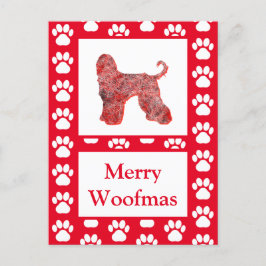 アフガンハウンドドッグシルエット赤メリークリスマス ポストカード