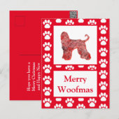 アフガンハウンドドッグシルエット赤メリークリスマス ポストカード (正面/裏面)