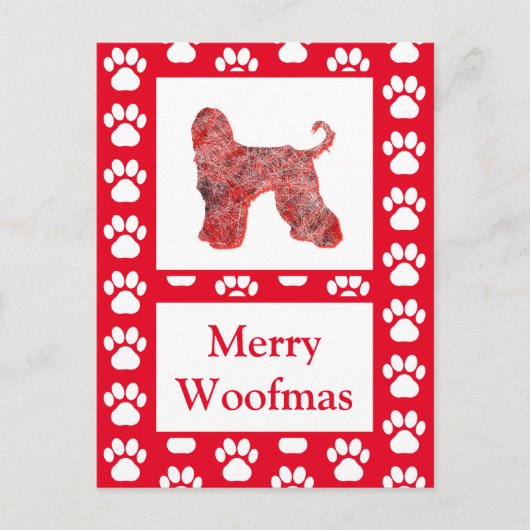 アフガンハウンドドッグシルエット赤メリークリスマス ポストカード (正面)