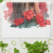 アフガンハウンドドッグママフローラ キッチンタオル (折り畳み)