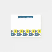 アフガンハウンドドッグ&ポーイエロー&ブルーグリッド ポストイット (正面)