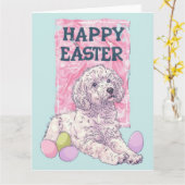 アフガンハウンドハッピーイースター カード (黄色い花)