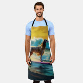 アフガンハウンドビーチサーフィン絵画ズ エプロン (着用した状態)