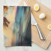 アフガンハウンドビーチサーフィン絵画ズ キッチンタオル (四つ折り)