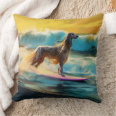 アフガンハウンドビーチサーフィン絵画ズ クッション (ブランケット)